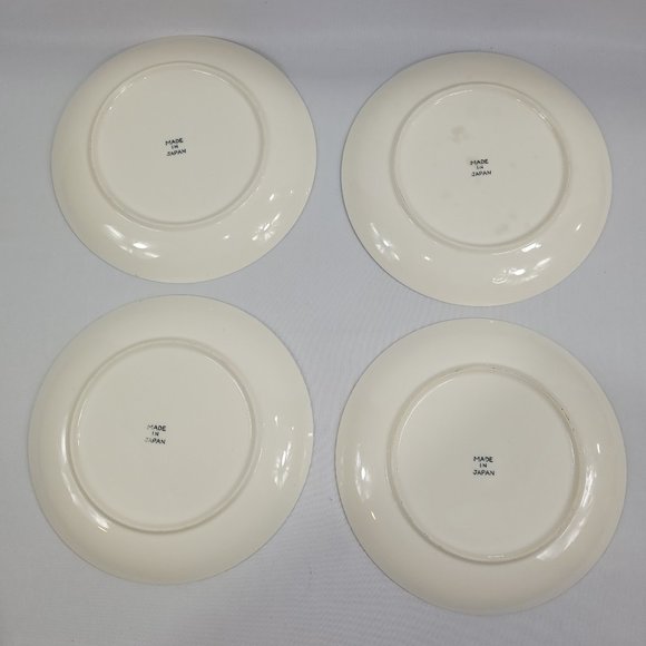 Vintage Floral Stoneware 10" Dinner Plate Set of 4 Made in Japan - Picture 3 of 4